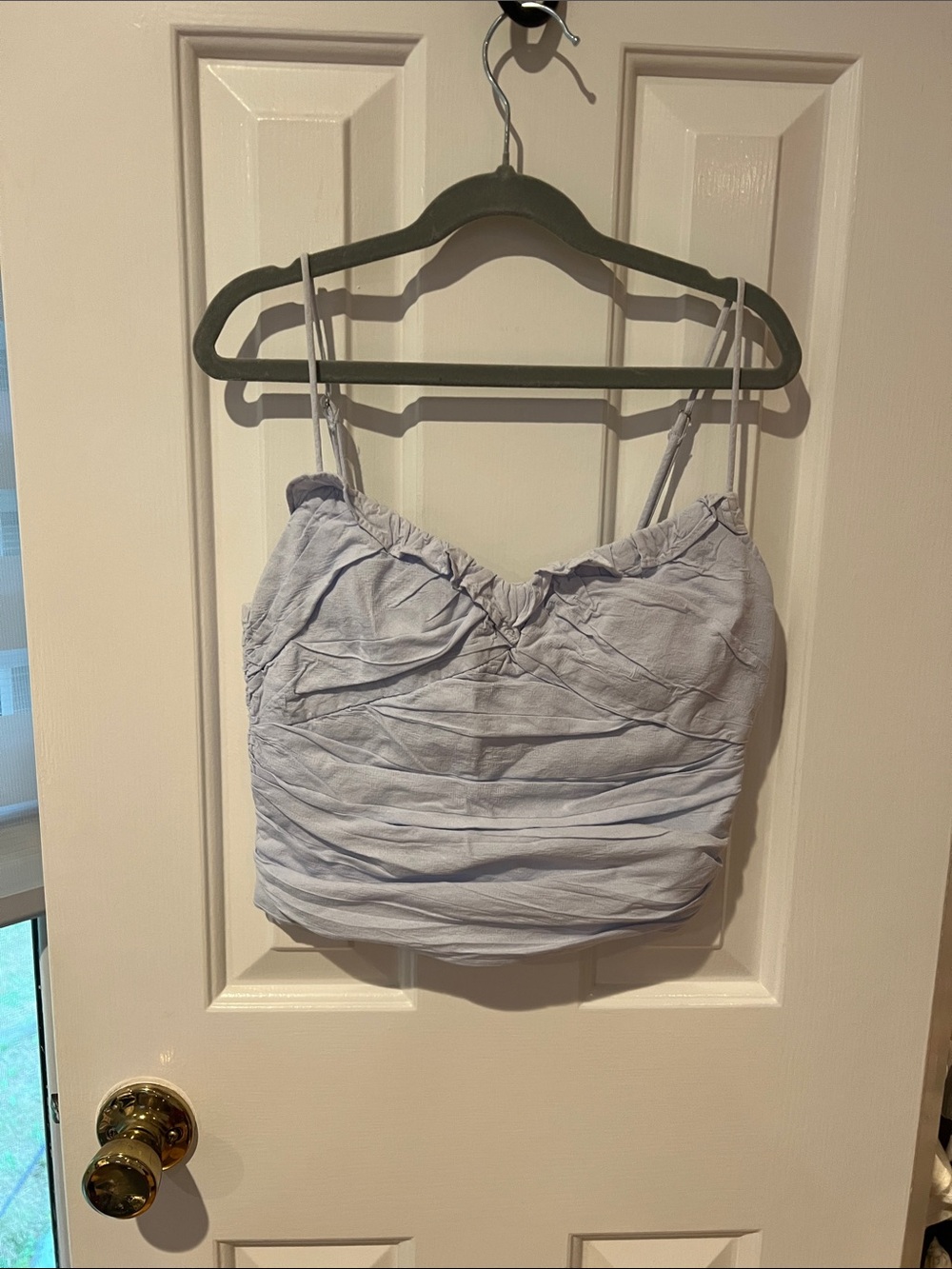 NO OFFERSZara Light Lavender Ruched Cami Top